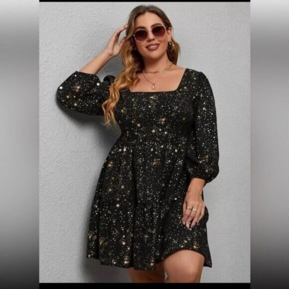 Elegant Black Starry Dress - Picture 1 of 5